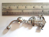 Surgical Steel Curved Barbell Belly Ring Clear Crystal Anchor 14 gauge 14g - I Love My Piercings!