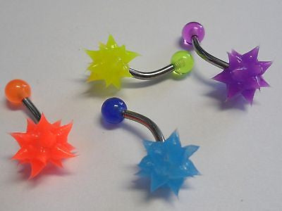 4 Piece Koosh Soft Spike Curved Barbell Belly Rings 14 gauge 14g - I Love My Piercings!