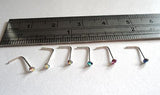 6 AB Crystal Nose Studs Pins L Shape Sterling Silver Rings 22 gauge 22g - I Love My Piercings!
