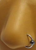 Surgical Steel Hematite Bead Captive Nose Nostril Ring Hoop 16g 16 gauge 10mm - I Love My Piercings!