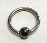 Surgical Steel Hematite Bead Captive Nose Nostril Ring Hoop 16g 16 gauge 8mm - I Love My Piercings!