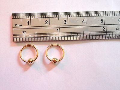 GOLD Plated CAPTIVES Hoops Cartilage Helix Tragus Rings 18 gauge Gun Piercing - I Love My Piercings!