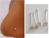 CLAW SET Pronged Nose Bones Ball end Straight Pins Clear Crystal 22 gauge 22g - I Love My Piercings!