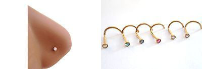 6 Piece GOLD Titanium Small 2mm Crystal Nose Screw Ring Twist 20g 20 gauge - I Love My Piercings!