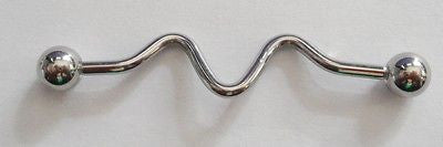 Surgical Stainless Steel Wave Curved Industrial Ear Barbell 14 gauge 14g 32mm - I Love My Piercings!