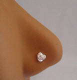 Sterling Silver Nose Stud Pin Ring L Shape Clear Crystal Flower 20g 20 gauge - I Love My Piercings!
