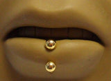 Gold Titanium Labret Bottom Horseshoe Lip Front or Side Lip Ring 14g 14 gauge - I Love My Piercings!