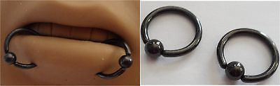Pair Black Titanium Captive Bead Hoops Snake Bites 14 gauge 14g 10mm diameter - I Love My Piercings!
