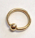 GOLD TITANIUM Captive Bead CBR Hoop Nose Ring 16 gauge 16g 8mm - I Love My Piercings!