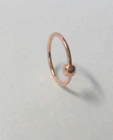 18k Rose Gold Plated Hoop Ring Thin 22 gauge 22g Ball Attached 7mm Diameter - I Love My Piercings!