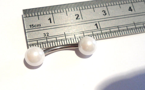 Surgical Steel Curved Barbell White Pearl VCH Jewelry Clitoral Hood Piercing 14 gauge - I Love My Piercings!