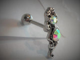 Surgical Steel Ornate Iridescent Gems CZ Crystals Swirls Cartilage Piercing 16g - I Love My Piercings!