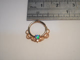 18k Gold Plated Filigree Blue Opal Hoop Seamless 16 gauge - I Love My Piercings!