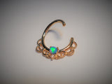 18k Gold Plated Filigree Blue Opal Hoop Seamless 16 gauge - I Love My Piercings!