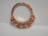 18k Rose Gold Plated Hammered Ornate Seamless Hoop Ring 16 gauge 16g - I Love My Piercings!