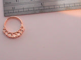 18k Rose Gold Plated Hammered Ornate Seamless Hoop Ring 16 gauge 16g - I Love My Piercings!