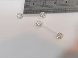 Flexible Metal Sensitive Gem Clear Crystal Balls Nipple Bars Rings Bioplast 14g - I Love My Piercings!