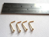4 Gold Titanium Tiny Crystal Nose Studs Pins Rings L Shape 22 gauge 22g - I Love My Piercings!