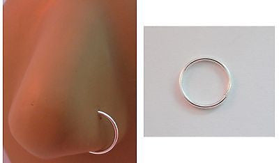 Sterling Silver Seamless Nose Hoop Ring 20 gauge 20g 9mm diameter - I Love My Piercings!