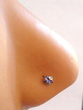Stamped 14K Yellow Gold Purple Star Crystal Nose Screw Stud Ring 20 gauge 20g - I Love My Piercings!