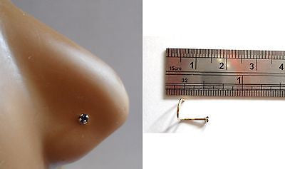 Stamped 14K Yellow Gold Claw Set Crystal Nose Screw Stud Ring 20 gauge 20g Blue - I Love My Piercings!