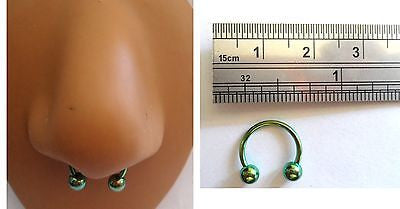 Green Titanium Half Hoop Horseshoe Circular Nose Septum Ring 16g 16 gauge 10mm - I Love My Piercings!