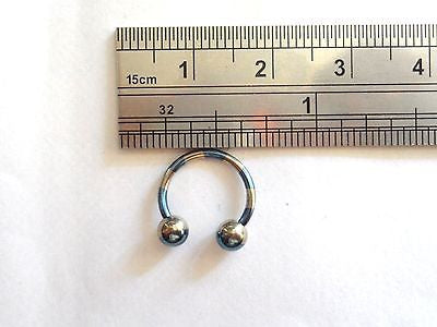 Blue Silver Titanium Horseshoe Circular Lip Helix Septum Hoop Ring 16 gauge 16g - I Love My Piercings!