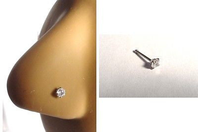 Ball End Straight Nose Bone Ring Pin Stud 3mm Clear Crystal 20 gauge 20g - I Love My Piercings!