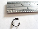 Black Titanium Double Ball Nose Hoop Ring 20 gauge 20g 7mm diameter - I Love My Piercings!
