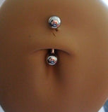 Plain Balls Surgical Steel Curved Barbell Belly Navel Ring 14 gauge 14g - I Love My Piercings!