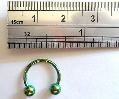 Green Titanium Half Hoop Horseshoe Circular Nose Septum Ring 16g 16 gauge 10mm - I Love My Piercings!
