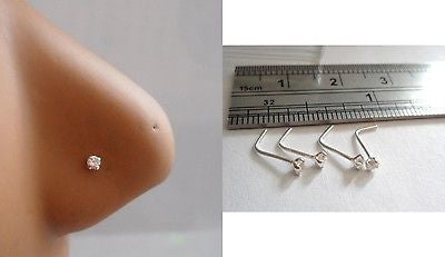 4 Piece CLAW SET Nose L Shape Bent Studs Pins Rings Clear Crystals 22 gauge 22g - I Love My Piercings!