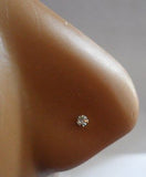 Stamped 14K Yellow Gold Claw Set Crystal Nose Screw Stud Ring 20 gauge 20g Aqua - I Love My Piercings!