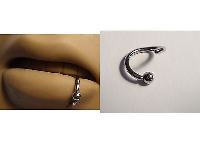 Surgical Steel Side Lip Hoop Ball Attached Captive Ring 16 gauge 16g 8mm - I Love My Piercings!