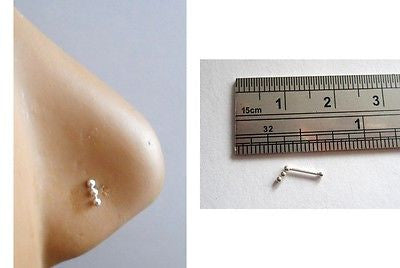 Dangle Beads Nose Ring Bone Straight Pin Ball End Sterling Silver 22 gauge 22g - I Love My Piercings!
