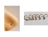 6 Gold Titanium CZ Gem Crystal Nose Screws corkscrew Rings 20 gauge 20g - I Love My Piercings!