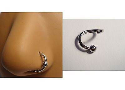 Surgical Steel Ball Attached Nose Ring Hoop 16 gauge 16g 8mm Diameter - I Love My Piercings!