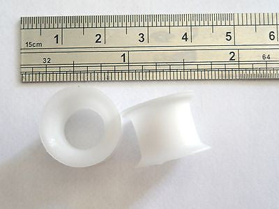 Pair 2 pieces White Soft Flexible Silicone Double Flare Tunnels 5/8 inch - I Love My Piercings!