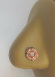 18k Rose Gold Plated Vintage Flower Nose Bent L Shape Stud Pin Post 20 gauge 20g - I Love My Piercings!