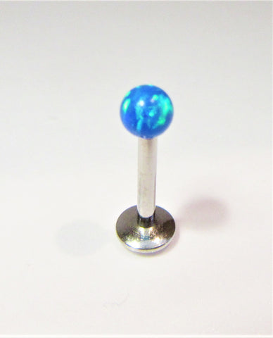 Surgical Steel Blue Opal Ball Stud Post Lip Tragus Cartilage Ring 16 gauge 16g - I Love My Piercings!