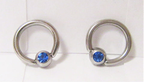 Surgical Steel Dark Blue Gem Crystal Small Hoops Tragus Rook Piercing 16 gauge 16g - I Love My Piercings!