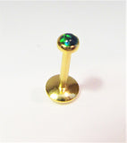 18k Gold Plated Dark Green Opal Stud Post Lip Tragus Cartilage Ring 16 gauge 16g - I Love My Piercings!