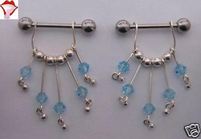 CRYSTAL BEAD STERLING Nipple Rings Barbells 14 gauge - I Love My Piercings!