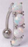 Steel Curved Barbell White Opalite Clit Clitoral Hood VCH Jewelry Ring 14 gauge 14g - I Love My Piercings!