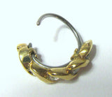 18K Yellow Gold Plated Nose Hoop Stud Clear Gem Swirl Wrapped Crystal 20 gauge - I Love My Piercings!