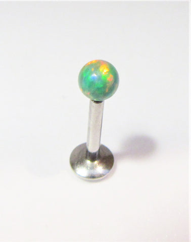 Surgical Steel Green Opal Ball Stud Post Lip Tragus Cartilage Ring 16 gauge 16g - I Love My Piercings!