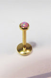 18k Gold Plated Pink Opal Stud Post Lip Tragus Cartilage Ring 16 gauge 16g - I Love My Piercings!