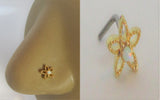 18k Gold Plated White Opal Beaded Star L Shape Bend Stud Pin 20 gauge 20g - I Love My Piercings!