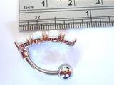 Steel Curved Barbell White Opalite Clit Clitoral Hood VCH Jewelry Ring 14 gauge 14g - I Love My Piercings!