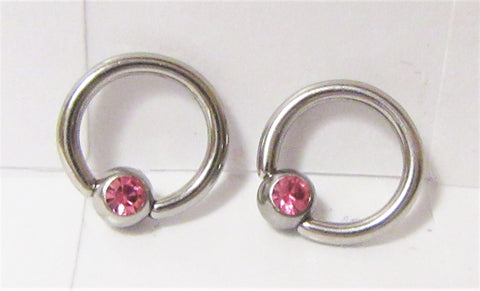 Surgical Steel Pink Gem Crystal Small Hoops Tragus Rook Piercing 16 gauge 16g - I Love My Piercings!